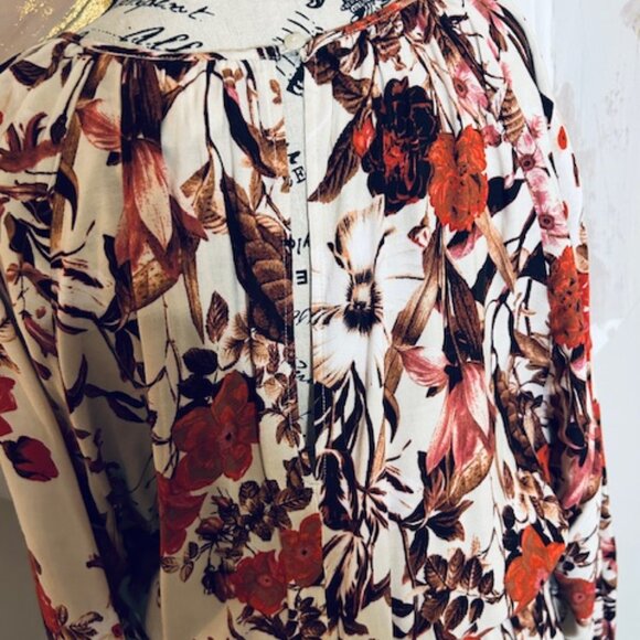 H&M Floral Long Sleeve Midi Dress with Smocking  - Size Medium - Picture 5 of 15
